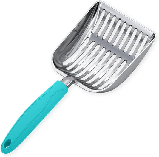 HOTWePet Cat Litter Scoop, Aluminum Alloy Sifter, Kitty Metal Scooper, Deep Shovel, Long Handle, Poop Sifting, Kitten Pooper Lifter, Durable, Heavy Duty, for Litter Box