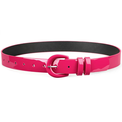 HOTJASGOOD Women Patent Leather Belt for Jeans Pants Vintage 50s Women Belt for Dress