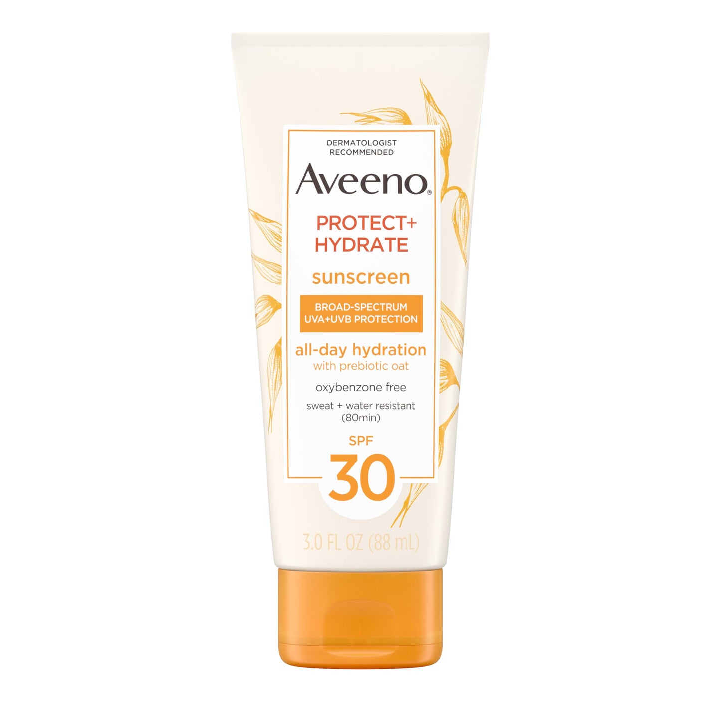 HOTAveeno Protect + Hydrate Sunscreen Lotion for Body & Face with Prebiotic Oat, SPF 60 Broad Spectrum Sunscreen, Paraben, & Oil Free, Water & Sweat Resistant (80-min) for Sensitive Skin, 3 Fl Oz | Moisturizing