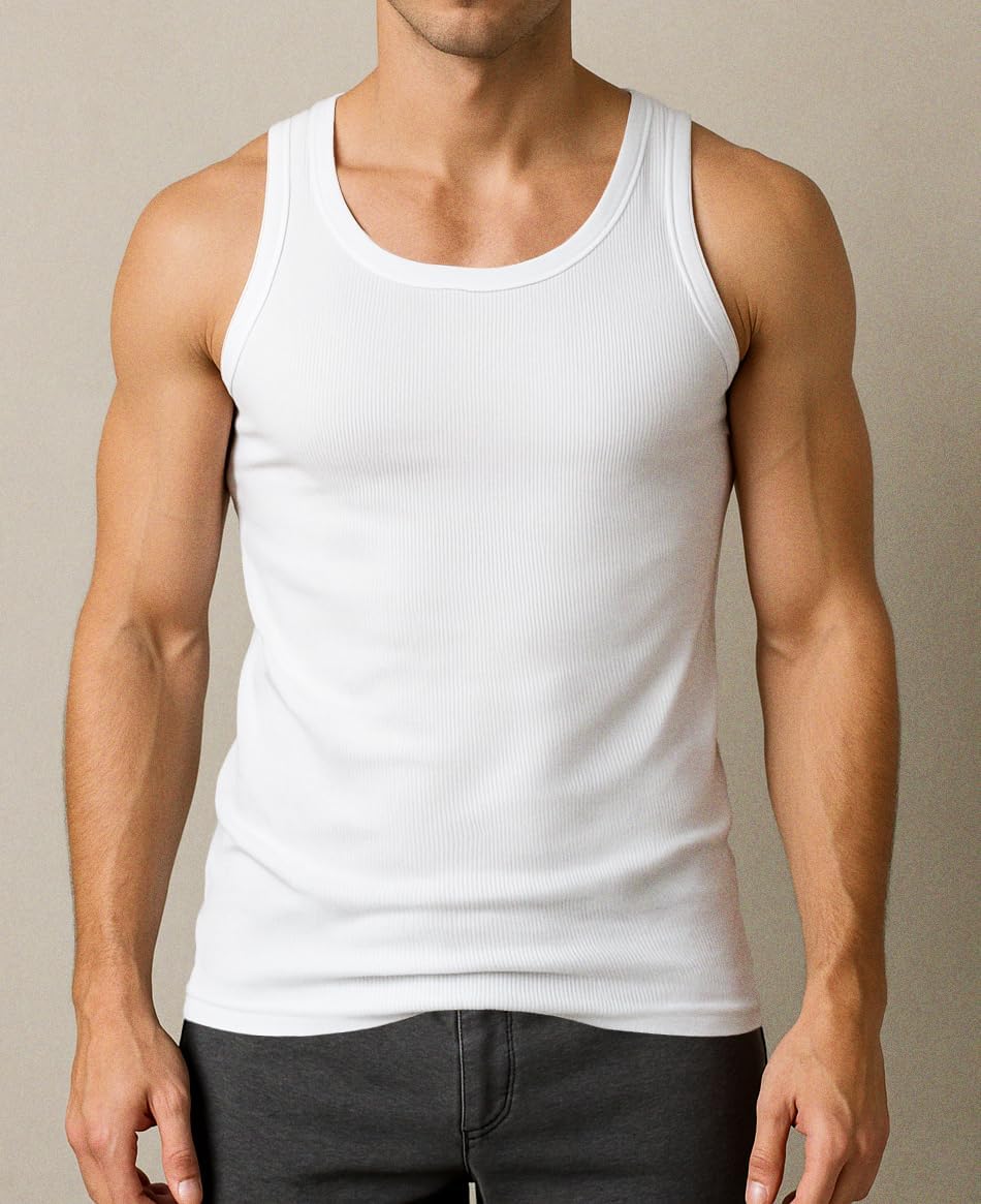 HOTAndrew Scott Men's A Shirt Tanks | Cotton Tank Top Athletic Undershirts | Multi Packs & Colors