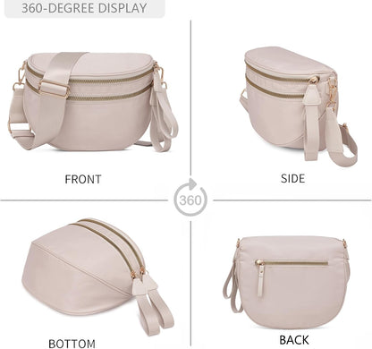 HOTPure Colour Crossbody Bum Bags for Women Spacious Checkered Cross body Bag Nylon Trendy Fanny Pack for Travel
