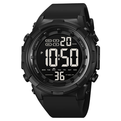 HOTXCZAP Men's Black Sports Watch - Large Face Chronograph Military Wristwatch with Luminous Hands, Waterproof Casual Silicone Strap for Outdoor and Daily Use - Gift for Men