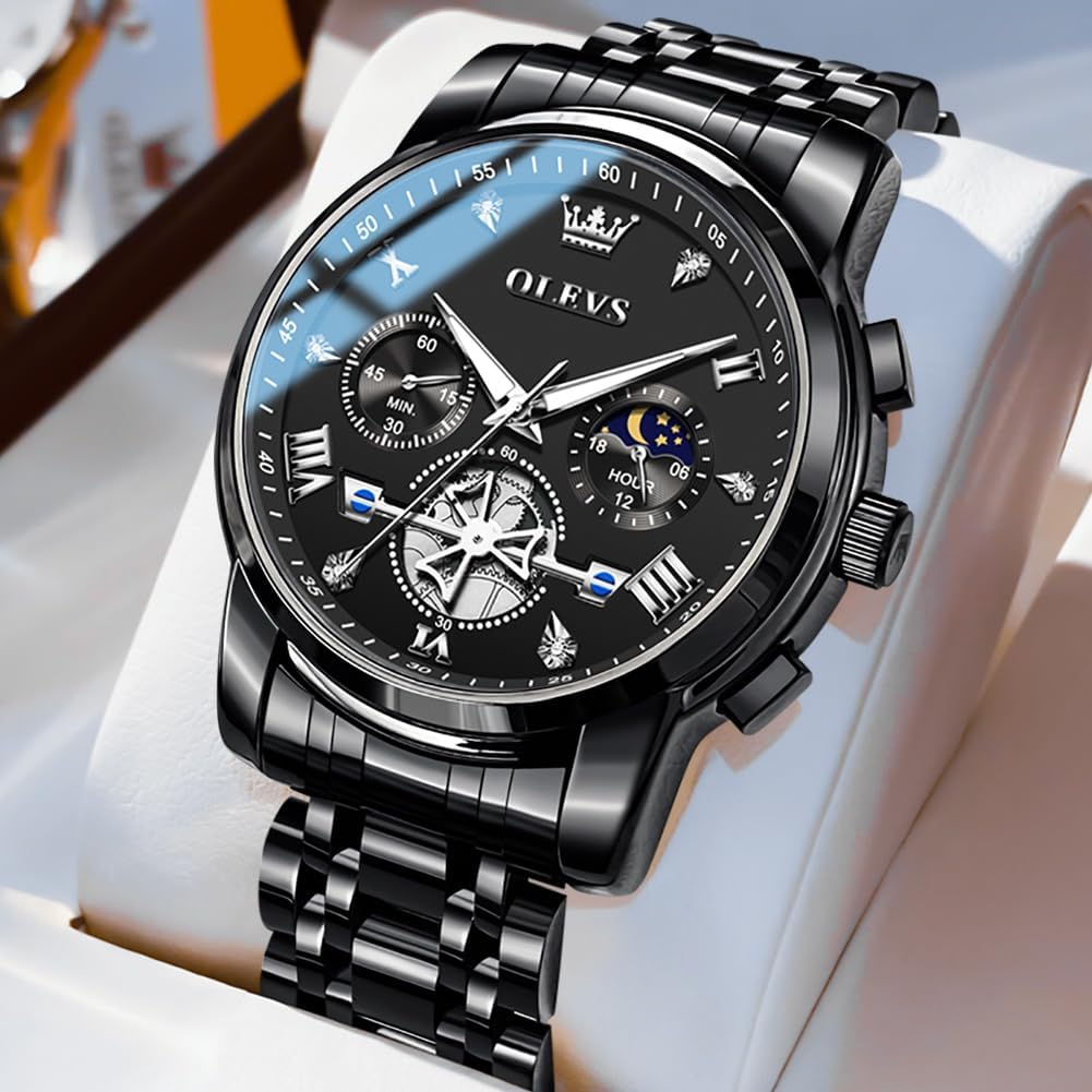 HOTOLEVS Watch Men Waterproof Stainless Steel Quartz Chronograph Analog Watch