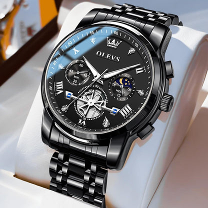 HOTOLEVS Watch Men Waterproof Stainless Steel Quartz Chronograph Analog Watch