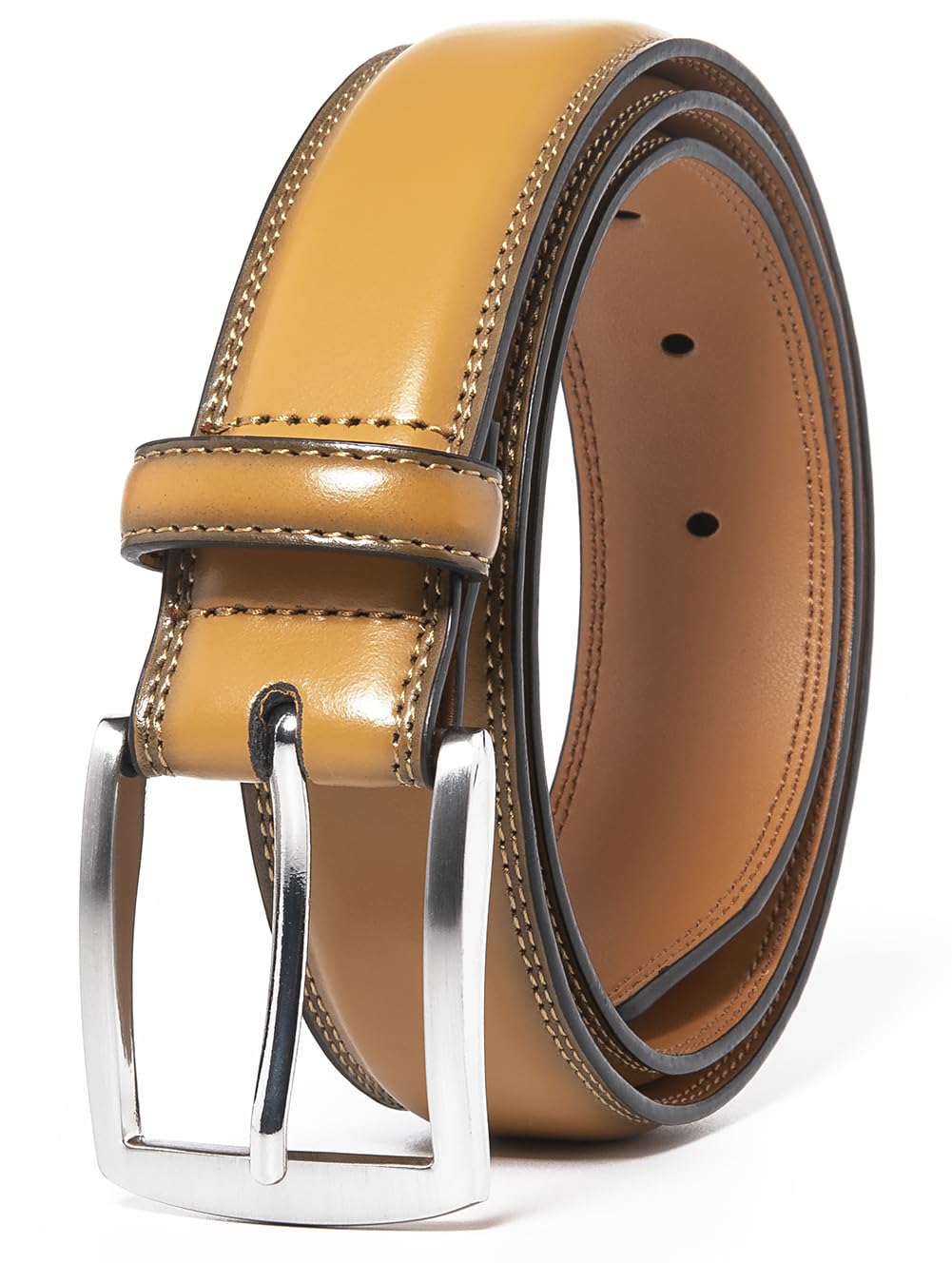 HOTFabio Valenti Genuine Leather Dress Belts For Men - Mens Belt For Suits, Jeans, Uniform With Single Prong Buckle