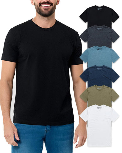 HOTMens T Shirts Soft Cotton Crew Neck Athletic Fit Casual Tees S-4XL | Soft cotton blend casual tee shirts with 4-way stretch - tag-free athletic fit for gym, work & casual wear. A go-to gift.