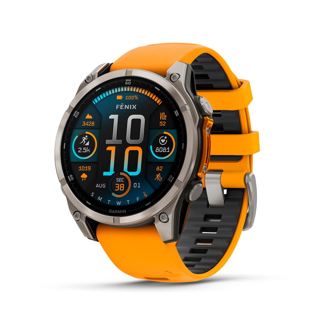HOTGarmin fēnix® 8 – 47mm, AMOLED, Premium Multisport GPS Smartwatch, Long-Lasting Battery Life, Dive-Rated, Built-in LED Flashlight, Slate Gray with Black Band | LED Flashlight, Dive-Rated, Speaker and Mic, 32GB, Slate Gray and Black Band