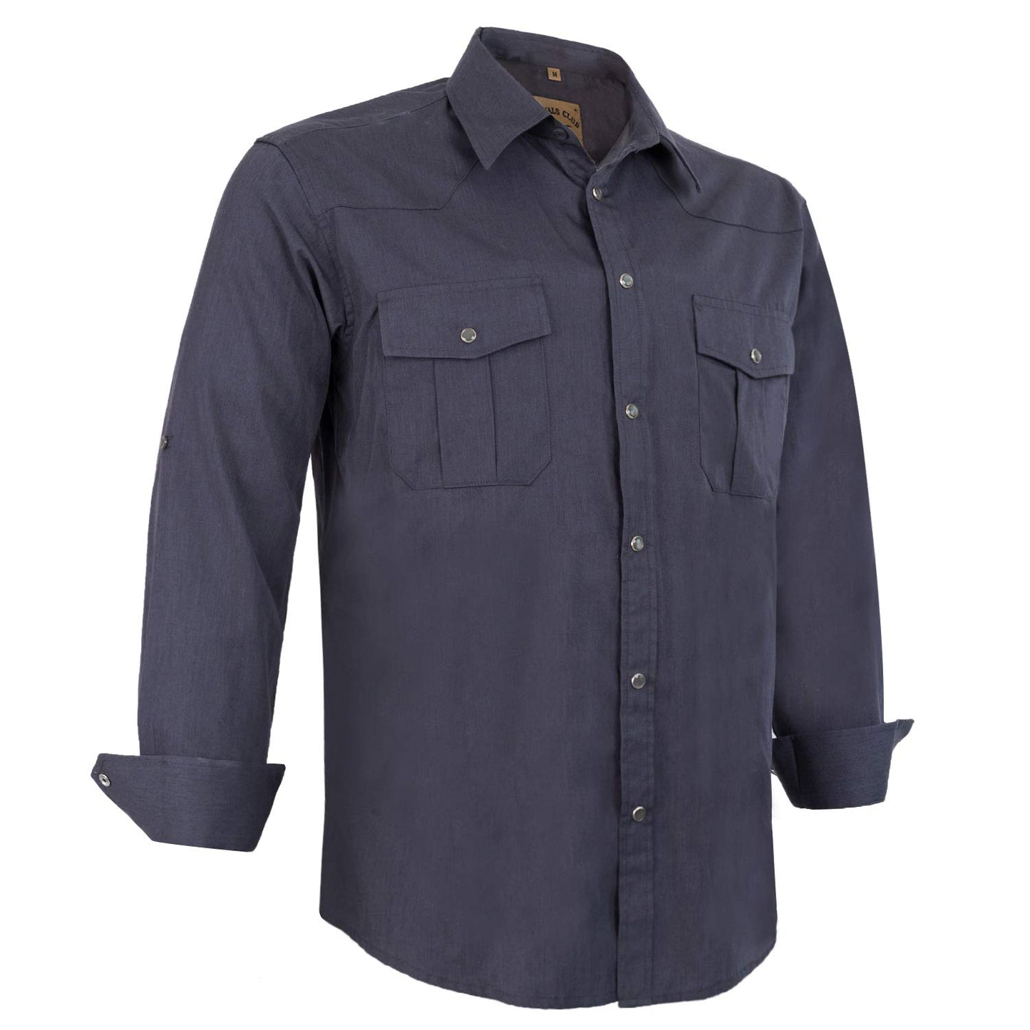 HOTCOEVALS CLUB Men's Western Pearl Snap Button Up Casual Cowboy Long Sleeve Two Pockets Work Shirts