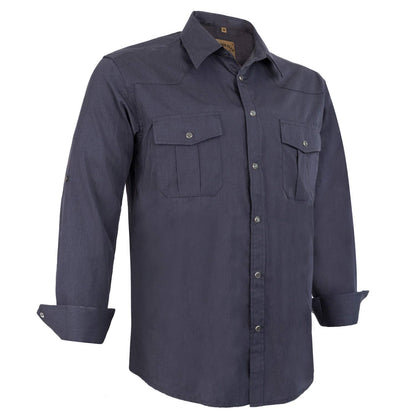 HOTCOEVALS CLUB Men's Western Pearl Snap Button Up Casual Cowboy Long Sleeve Two Pockets Work Shirts