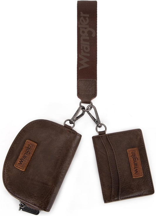 HOTWrangler KeyChain Wallet Wristlet Wallets for Women Dual Pouch Wristlet with Zipper Womens Credit Card Holder Wallet