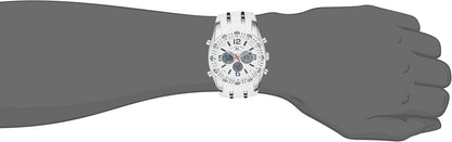 HOTU.S. Polo Assn. Men’s Sport Watch with Analog-Digital Display, Silicone Band with Silver Links, 44mm Metal Case, Alarm, Backlight, Dual Time, Buckle Closure