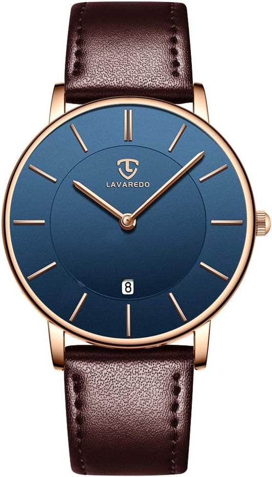 HOTBEN NEVIS Watch, Mens Watch, Minimalist Fashion Simple Wrist Watch Analog Date with Leather Strap