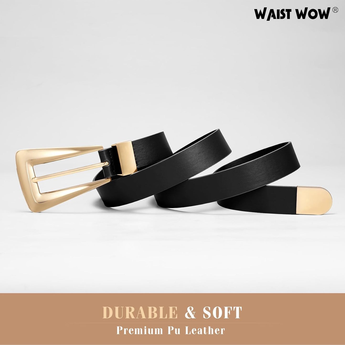 HOTWomen's Leather Belts for Jeans Pants Fashion Leather Waist Belt Ladies Dress Belts with Gold/Silver Buckle