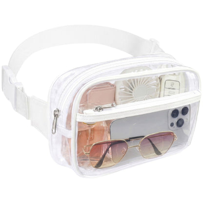 HOTPackism Clear Fanny Pack Stadium Approved - Large Size 35-51 inches Adjustable Strap Clear Belt Bag for Women Men Transparent Waist Bag for Concerts, Sporting Events, Black | Adjustable 35-51 in Strap, Hands-Free, 2 Easy-Access Pockets, Water-Resistant
