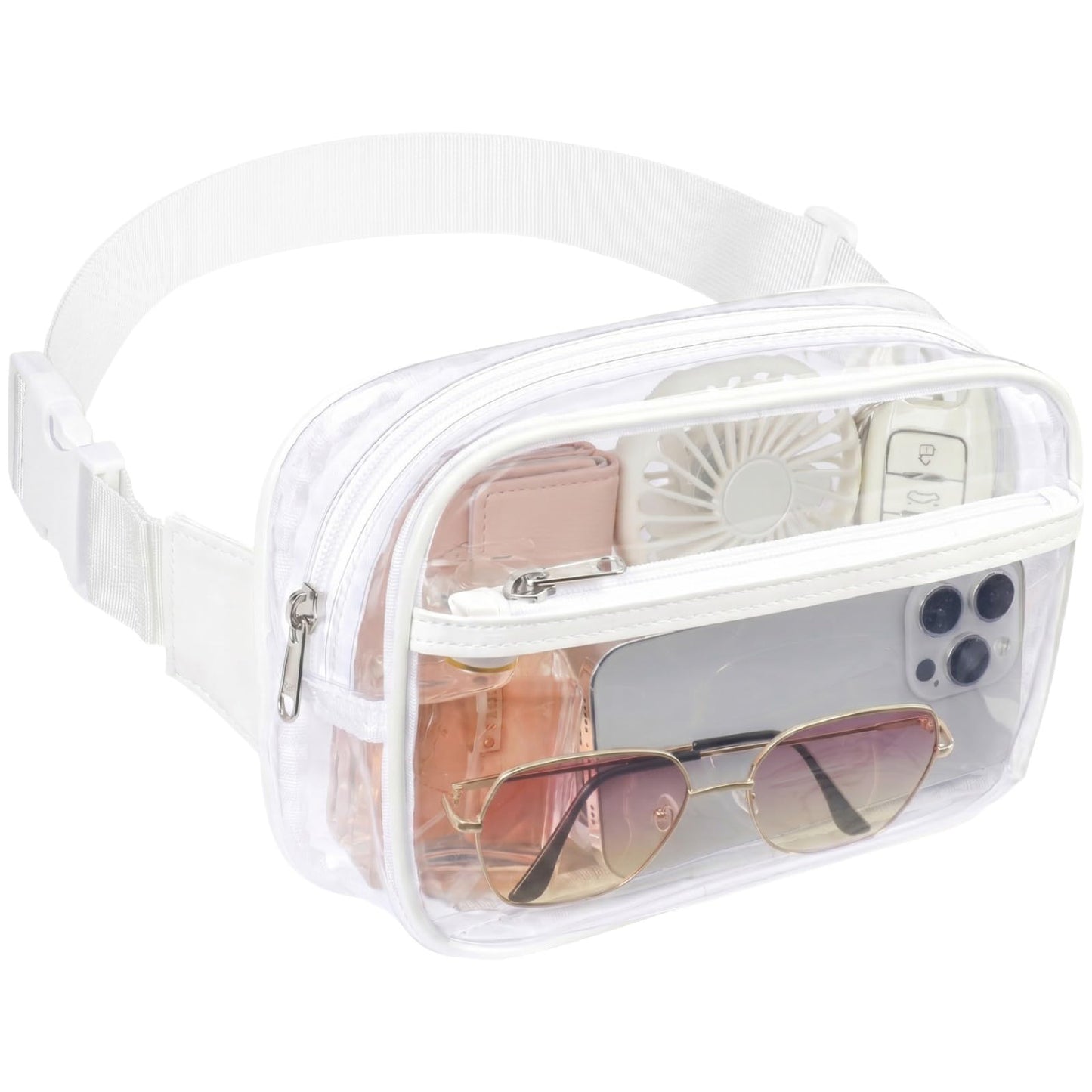 HOTPackism Clear Fanny Pack Stadium Approved - Large Size 35-51 inches Adjustable Strap Clear Belt Bag for Women Men Transparent Waist Bag for Concerts, Sporting Events, Black | Adjustable 35-51 in Strap, Hands-Free, 2 Easy-Access Pockets, Water-Resistant