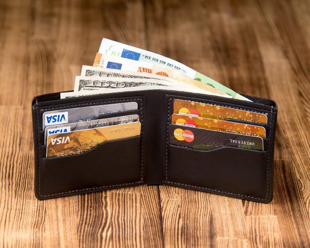 HOTGenuine 100% Real Leather Handmade Tree of Life Wallet Gift for Men - Genuine Black Leather RFID Blocking Bifold - Embossed Leather Wallet - Pocket Wallets kbsc