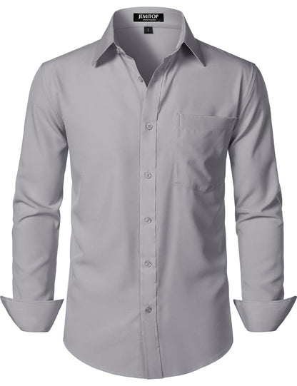 HOTJEMITOP Men Stretch Business Casual Dress Shirts | Regular Fit, Formal, Long Sleeve, Button Down, Tuxedo, Wedding, Prom, with Pocket
