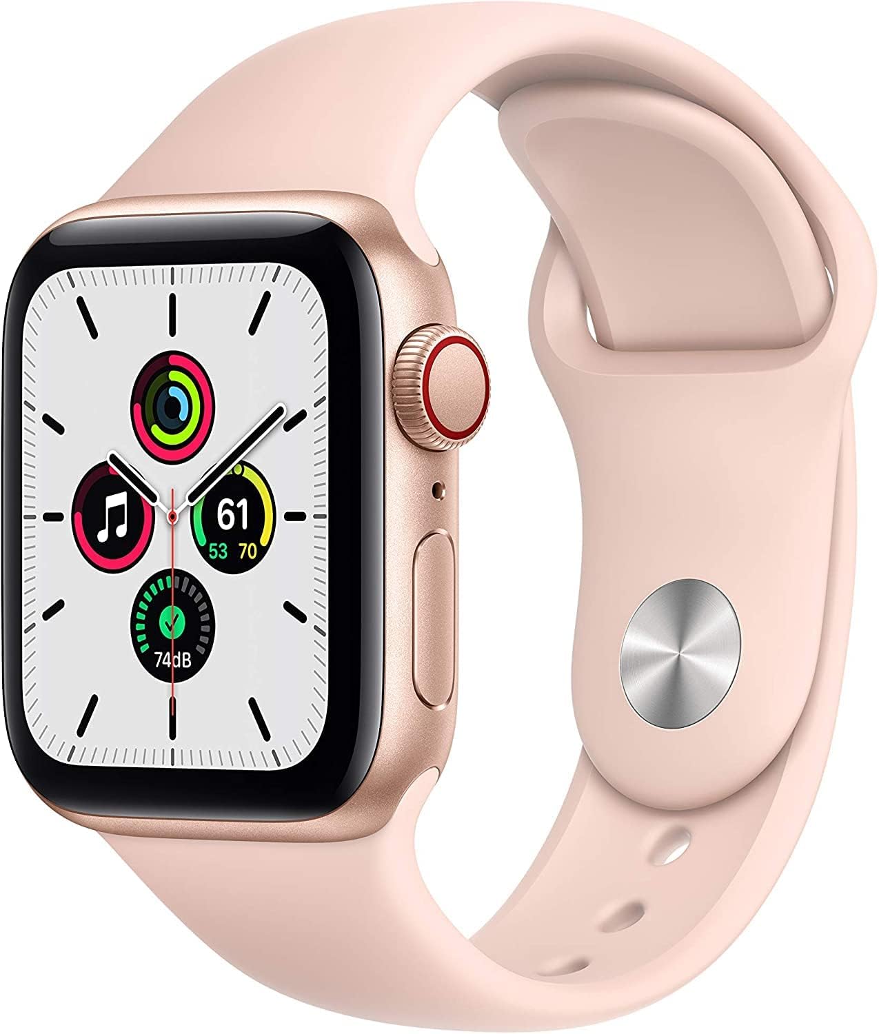 HOTApple Watch SE (GPS + Cellular, 40mm) - Gold Aluminum Case with Pink Sand Sport Band (Renewed)