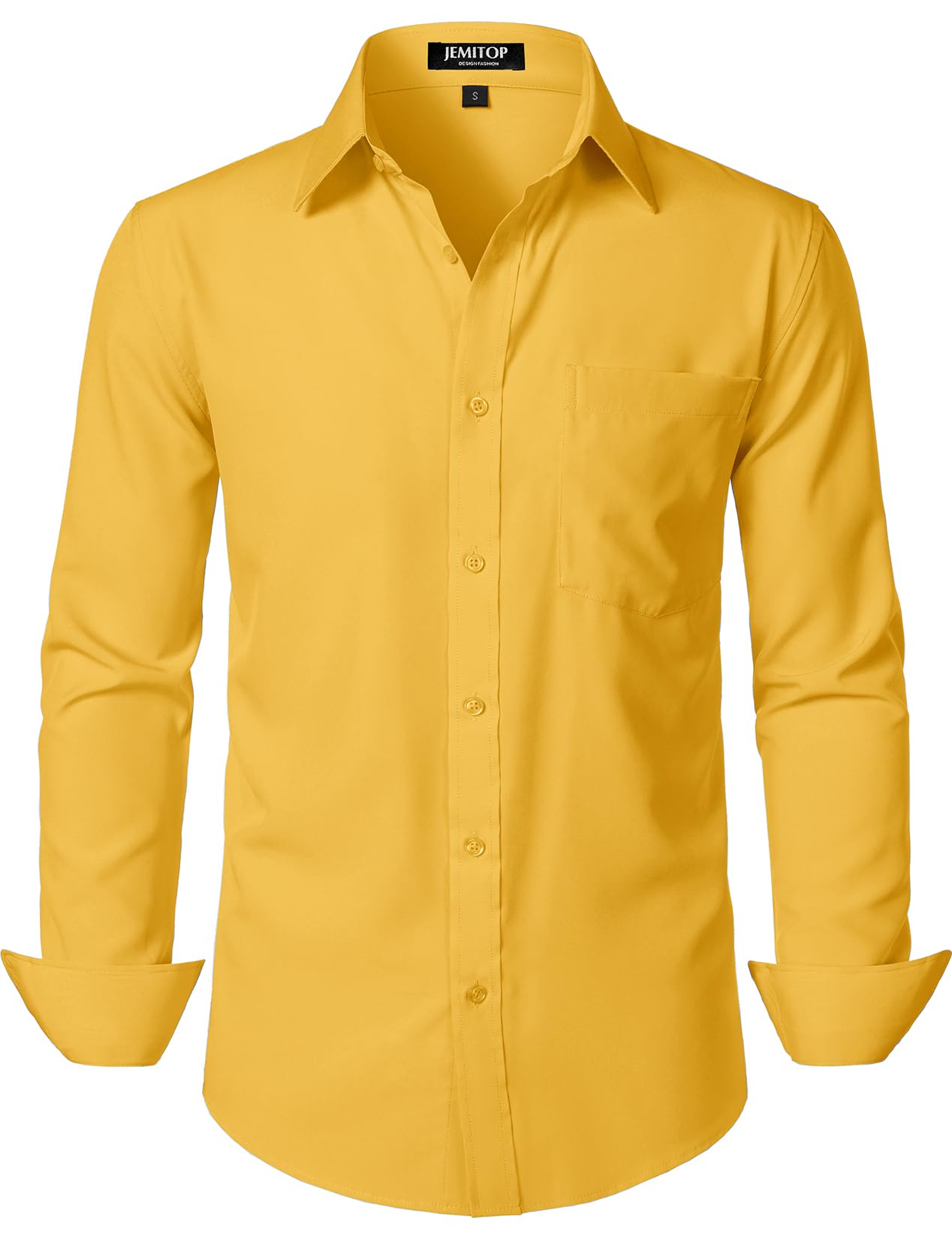 HOTJEMITOP Men Stretch Business Casual Dress Shirts | Regular Fit, Formal, Long Sleeve, Button Down, Tuxedo, Wedding, Prom, with Pocket