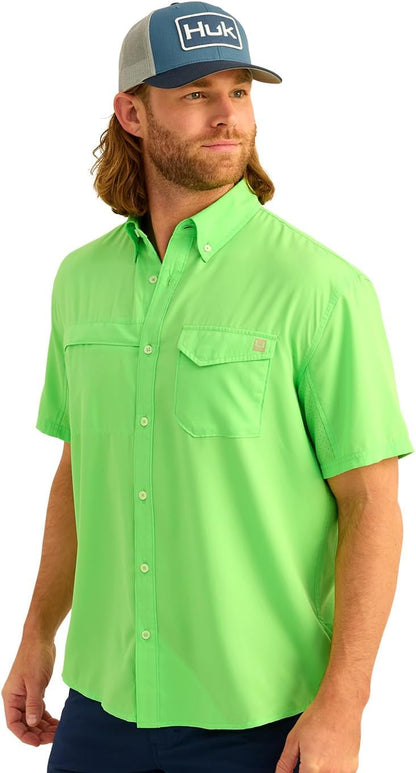 HOTHUK Men's Tide Point Kc Scott Original Artwork Short Sleeve Shirt, Fishing Button Down