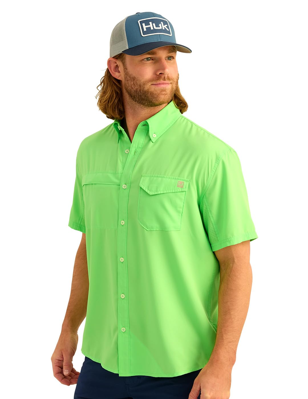 HOTHUK Men's Tide Point Kc Scott Original Artwork Short Sleeve Shirt, Fishing Button Down