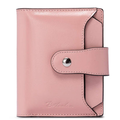 HOTBOSTANTEN Women Leather Wallet RFID Blocking Bifold Zipper Pocket Wallet Card Case Purse with ID Window