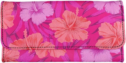 HOTHowilath Womens Hibiscus Flower Wallet Clutch Organizer With Change Pocket, Credit Card Clutch Long Purse for Women - Hot Pink