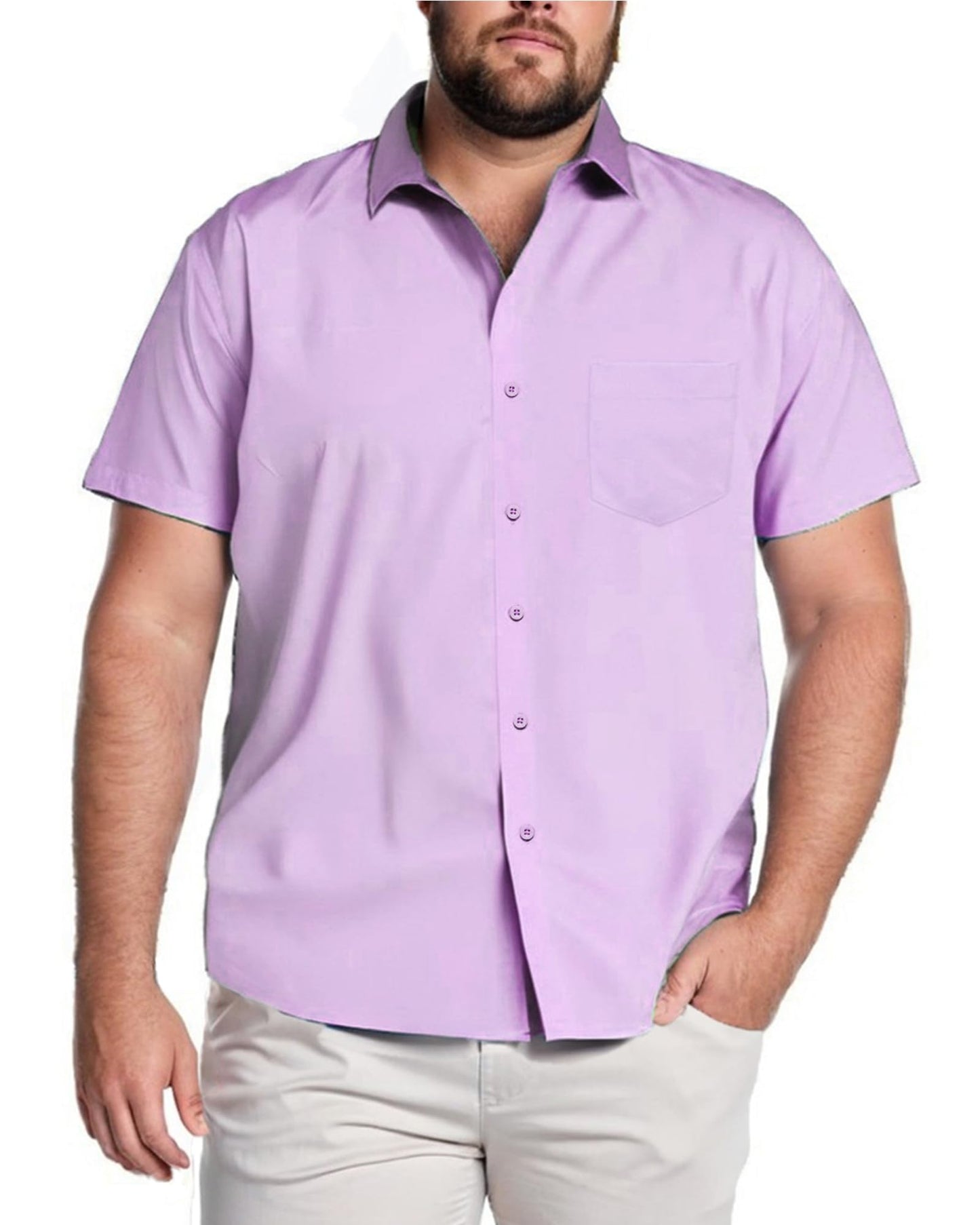 HOTCOOFANDY Big & Tall Shirts for Men Short Sleeve Button Down Casual Dress Shirts