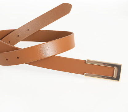 HOTYooAi Womens Leather Belt Skinny Waist Belt for Dresses Jeans Pants with Gold Buckle