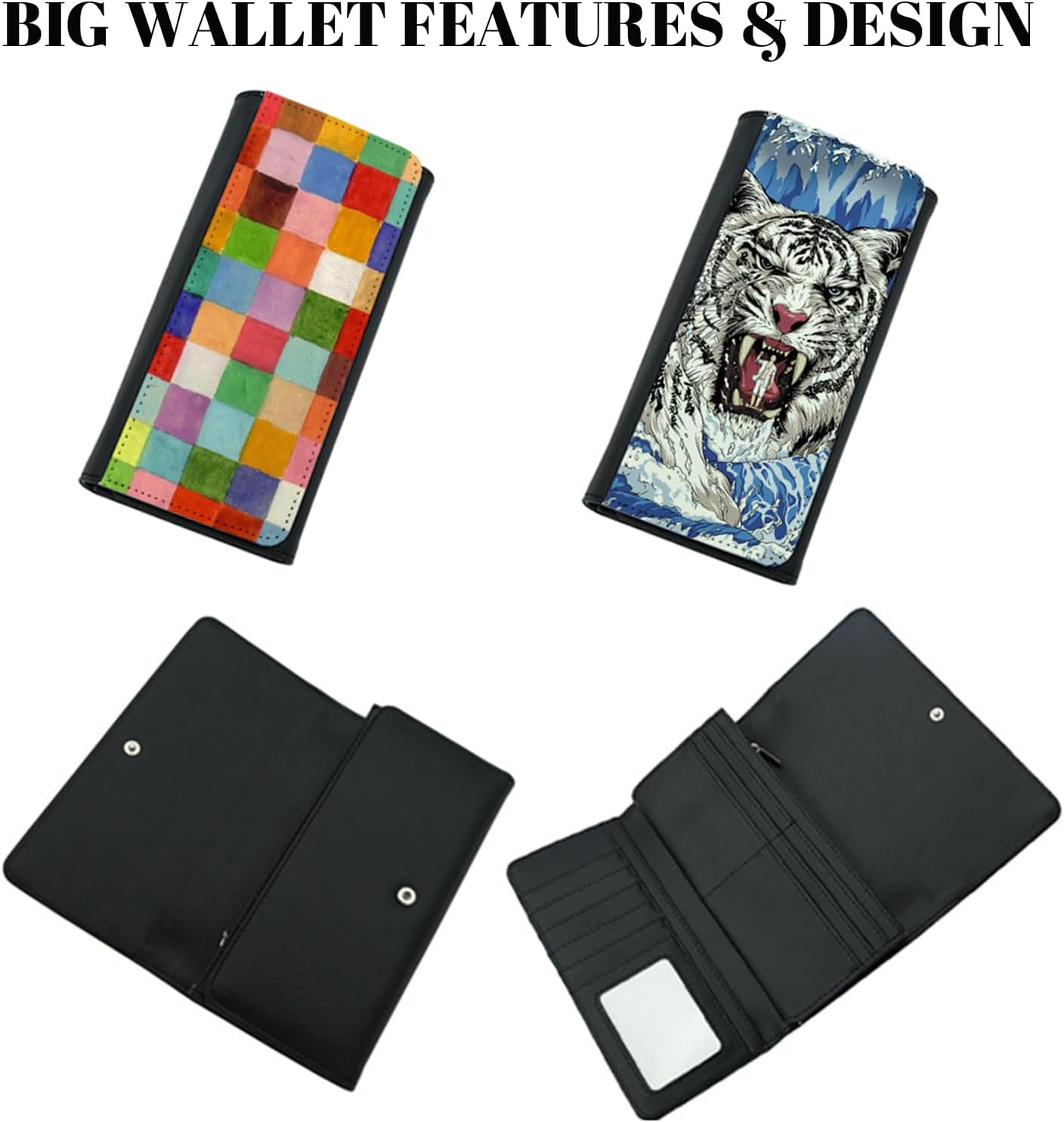 HOTCustom Large Wallet Photo Personalized for Women, PU Leather Picture Purse Credit Card Phone Clutch, Customized Trifold Flip Long & Big Capacity Wallet