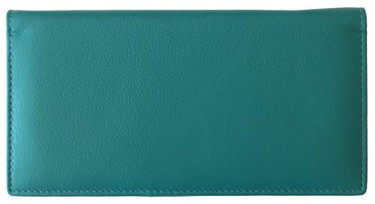 HOTRFID Leather Checkbook Cover With Credit Card Slots and Pen Holder