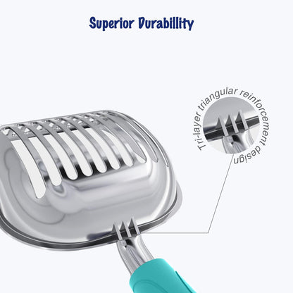 HOTWePet Cat Litter Scoop, Aluminum Alloy Sifter, Kitty Metal Scooper, Deep Shovel, Long Handle, Poop Sifting, Kitten Pooper Lifter, Durable, Heavy Duty, for Litter Box