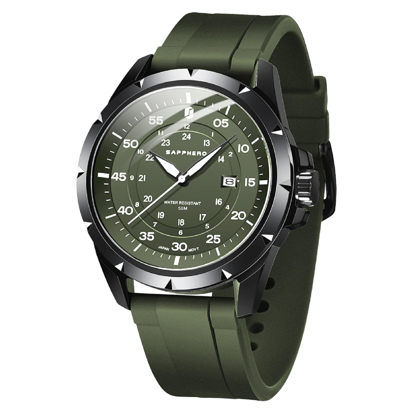 HOTSAPPHERO Mens Watch 50M Waterproof Luminous Quartz Analog Watches with Date Display Casual Stylish Work Business Classic Silicone Strap Men's Wrist Watches Elegant Gifts for Men
