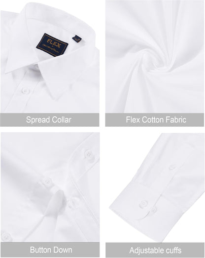 HOTJ.VER Men's Dress Shirts Stretch Stain Shield Long Sleeve Solid Formal Shirt Business Casual Button Down Shirts