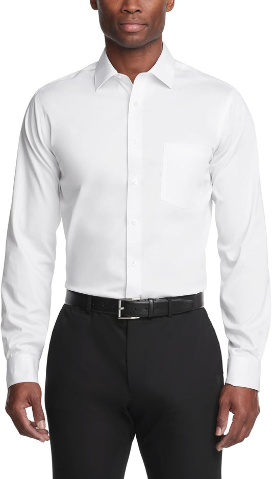 HOTVan Heusen Men's Dress Shirt Regular Fit Ultra Wrinkle Free Flex Collar Stretch Solid