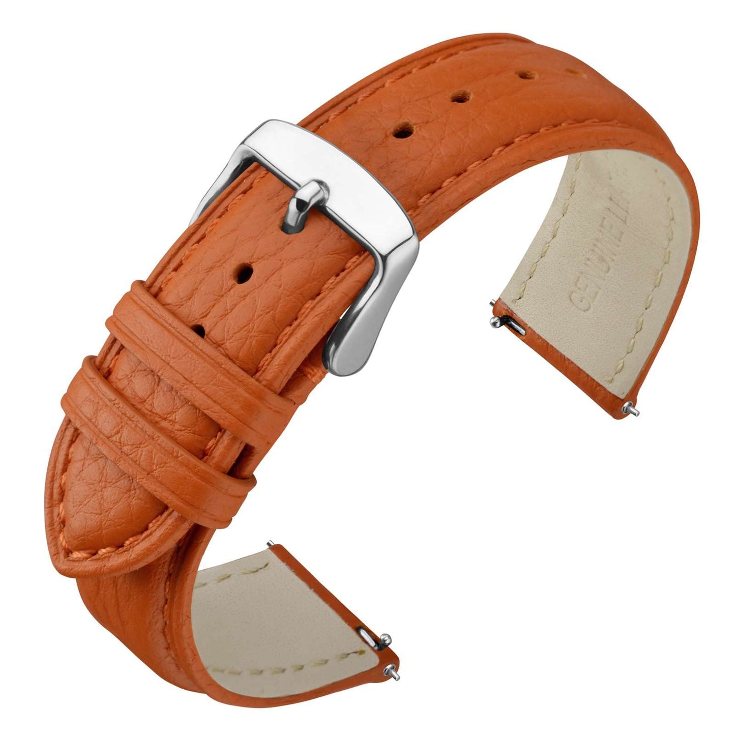 HOTANNEFIT Watch Band 18mm, Quick Release Textured Padded Leather Straps with Gold Buckle for Men and Women (Black)