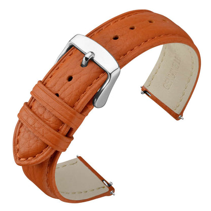 HOTANNEFIT Watch Band 18mm, Quick Release Textured Padded Leather Straps with Gold Buckle for Men and Women (Black)