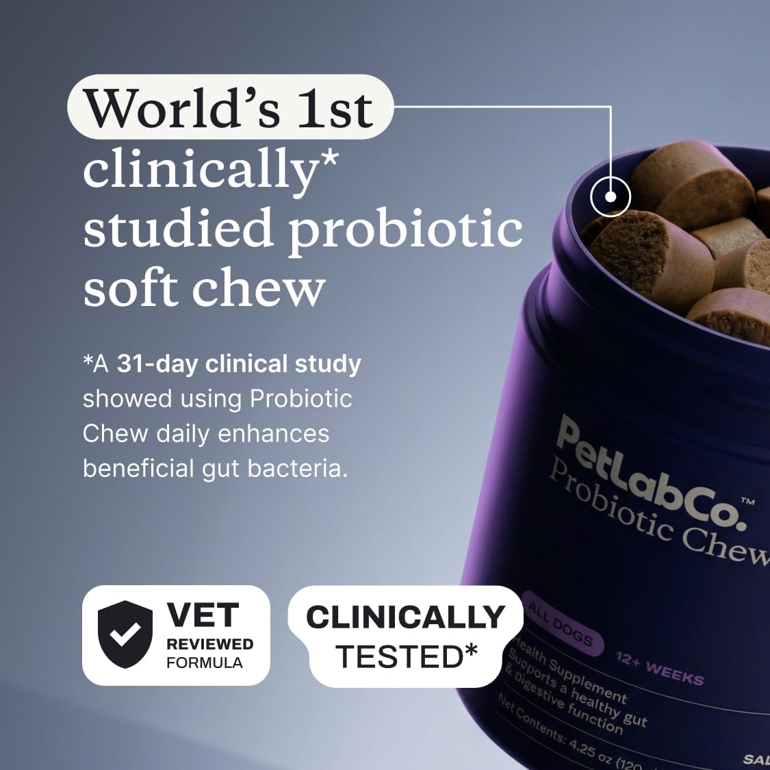 HOTPetLab Co. Probiotic Chews for Dogs, 30 Soft Chews, Salmon | 8-strain probiotic blend with prebiotics to support digestive health, skin and seasonal allergy support