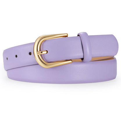 HOTJASGOOD Leather Belt Women Belts for Jean Pants with Gold Buckle Fashion Ladies Waist Belt