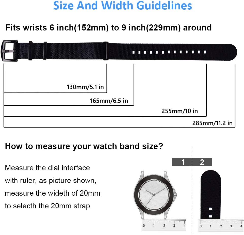 HOTRitche Military Ballistic Nylon Watch Strap with Heavy Buckle 18mm 20mm 22mm Premium Nylon Watch Bands for Men Women