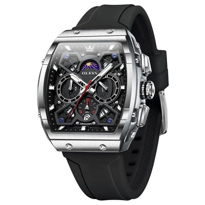 HOTOLEVS Watch Men Luxury Casual Square Skeleton Chronograph Watches