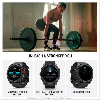 HOTGarmin fēnix® 8 – 51 mm, AMOLED, Premium Multisport GPS Smartwatch, Long-Lasting Battery Life, Dive-Rated, Built-in LED Flashlight, Slate Gray with Black Band | Built-in LED Flashlight, Dive-Rated to 40 M, Slate Gray Case with Black Silicone Band