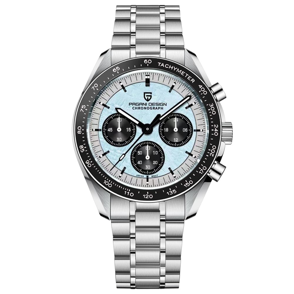 HOTHaiQin Pagani Design 1701 V6 Moon Wristwatch Homage Men's Quartz Chronograph Watches VK63 Movement Stianless Steel Construction 100M Waterproof Fashion Sport Watch