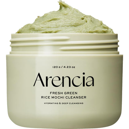 HOTArencia Korean Rice Mochi Face Cleanser - Face Wash, Gentle Scrub All in One for Deep Cleansing, Moisturizing, Pore Minimizing with Rice Water & Green Tea (4.23oz)