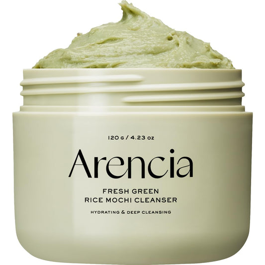 HOTArencia Korean Rice Mochi Face Cleanser - Face Wash, Gentle Scrub All in One for Deep Cleansing, Moisturizing, Pore Minimizing with Rice Water & Green Tea (4.23oz)
