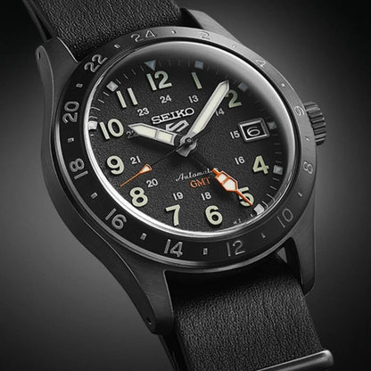 HOTSeiko 5 Sports Mens Field Deception Automatic GMT Watch SSK025K1, Black, Strap