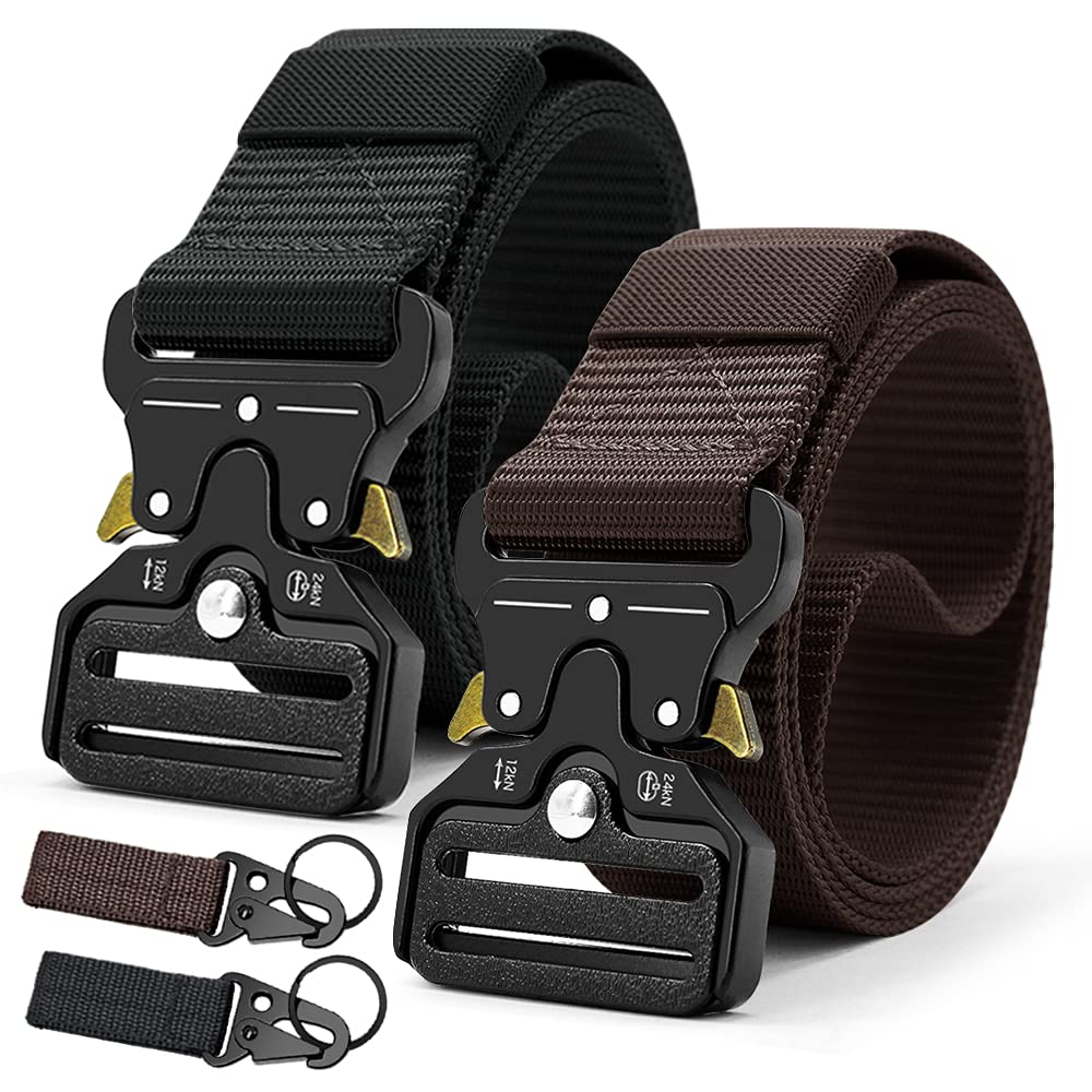 HOTDOOPAI Tactical Belt for Men, Military Nylon Web with Heavy Duty Quick Release Metal Buckle, 1.5'' Wide - Ideal for Work,