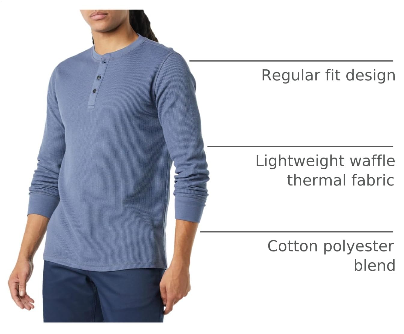 HOTAmazon Essentials Men's Long Sleeve Waffle Henley Shirt