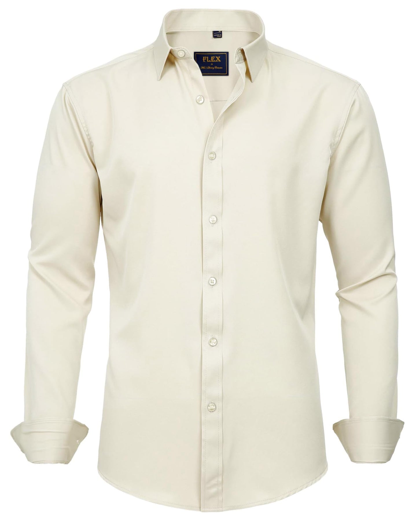 HOTJ.VER Men's Dress Shirts Solid Long Sleeve Stretch Wrinkle-Free Formal Shirt Business Casual Button Down Shirts