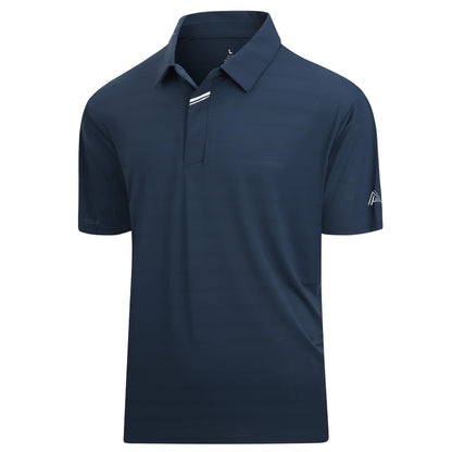 HOTEsabel.C Jacquard Golf Shirts for Men Dry Fit Short Sleeve Collared Polo | Moisture Wicking, Athletic Fit, 4-Way Stretch for Comfort, Wrinkle Free, Lightweight, Ideal for Golf, Casual & Work Wear